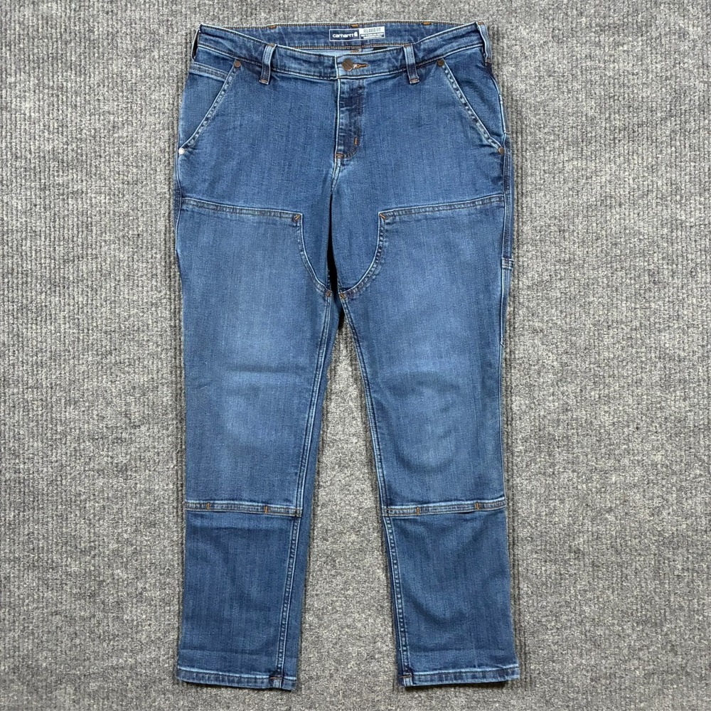 Carhartt Womens Jeans Size 12 Short Workwear Blue Denim Rugged Flex Relaxed Fit